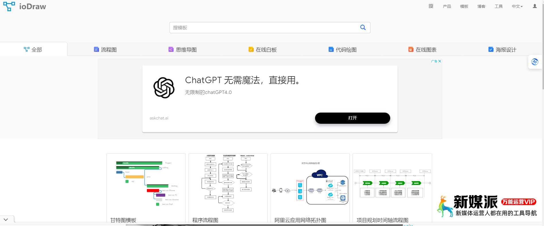 海量模板,轻松绘制 ioDraw-免费的在线作图工具