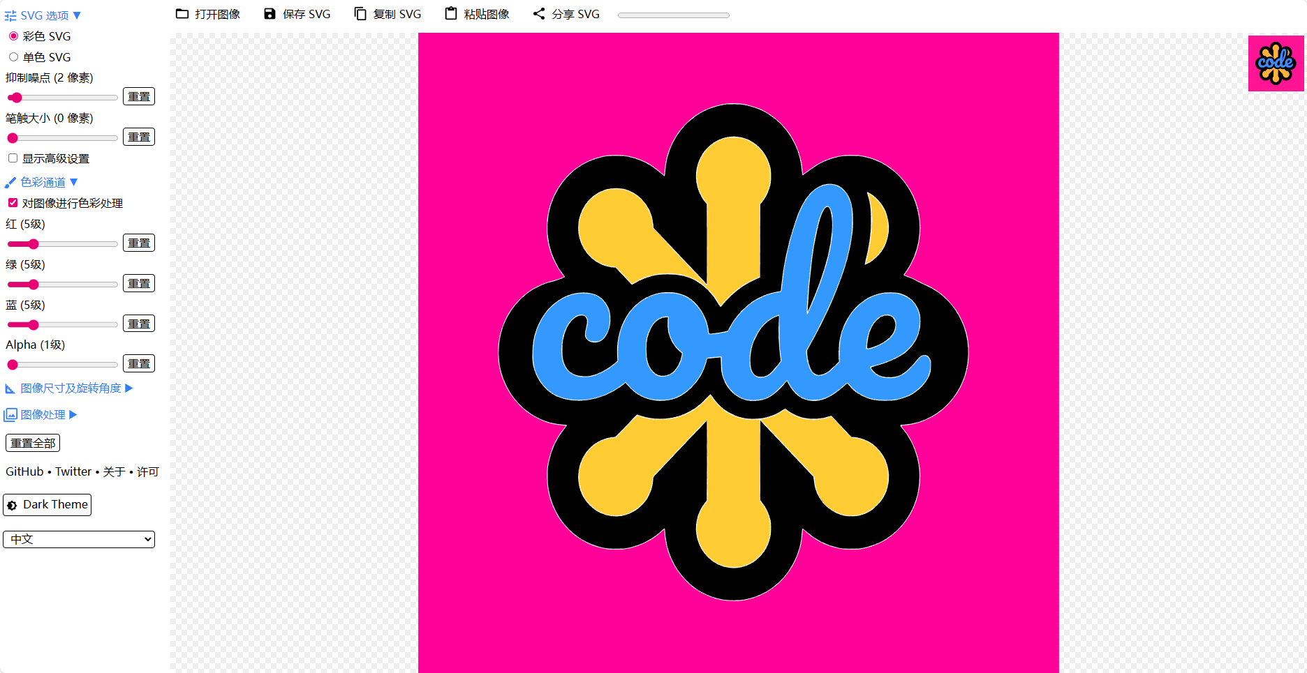 SVGcode - 在线免费SVG转换器工具,将任何图像转换为SVG格式 SVGcode