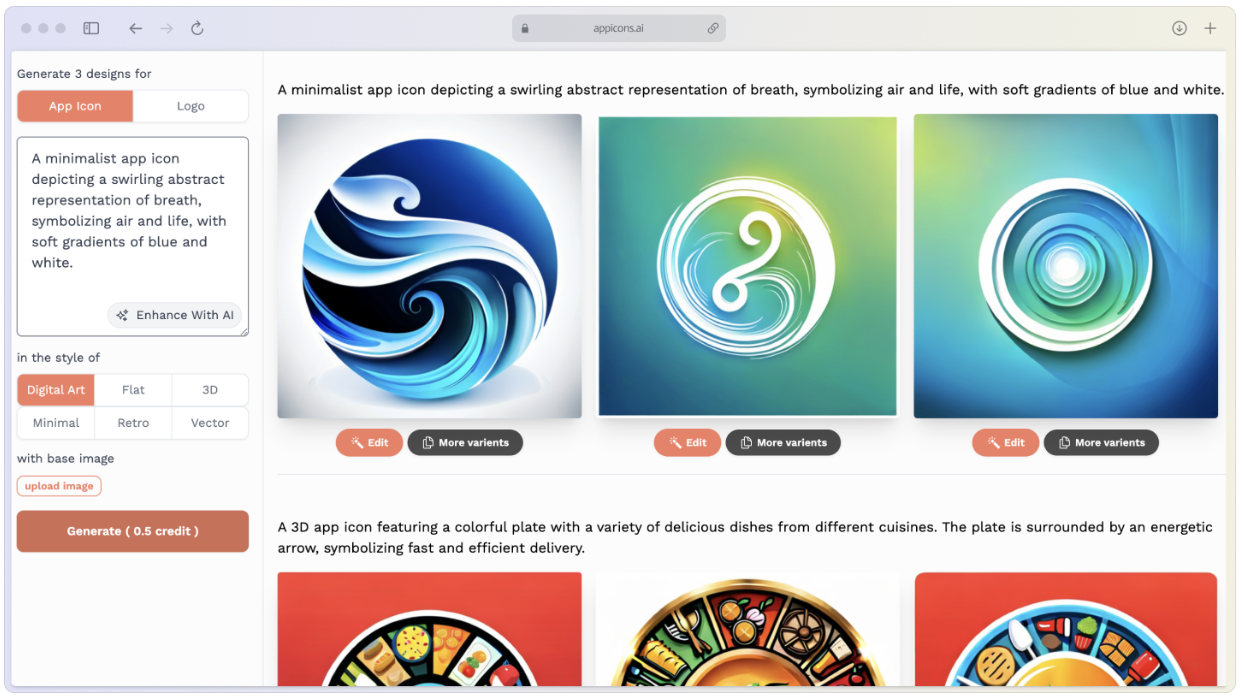 Appicons AI - AI人工智能技术生成App图标的工具 Appicons AI