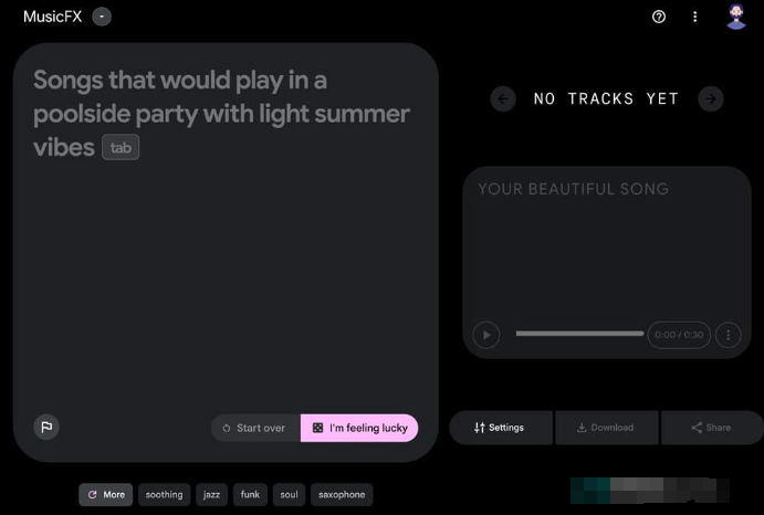 输入文字描述 Google music FX