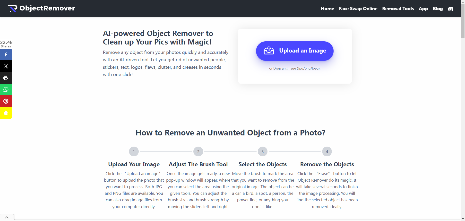 Object Remover - 人工智能擦除工具,一键去除图片水印 object remover
