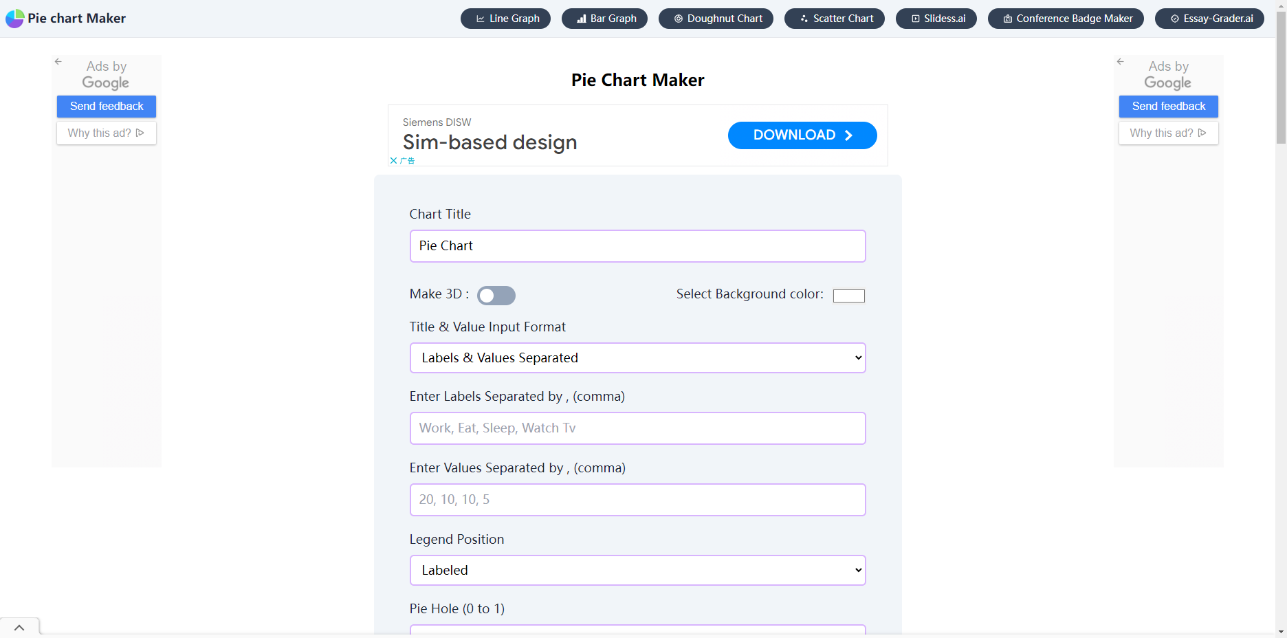 Pie Chart Maker:在线饼状图生成工具 Pie Chart Maker
