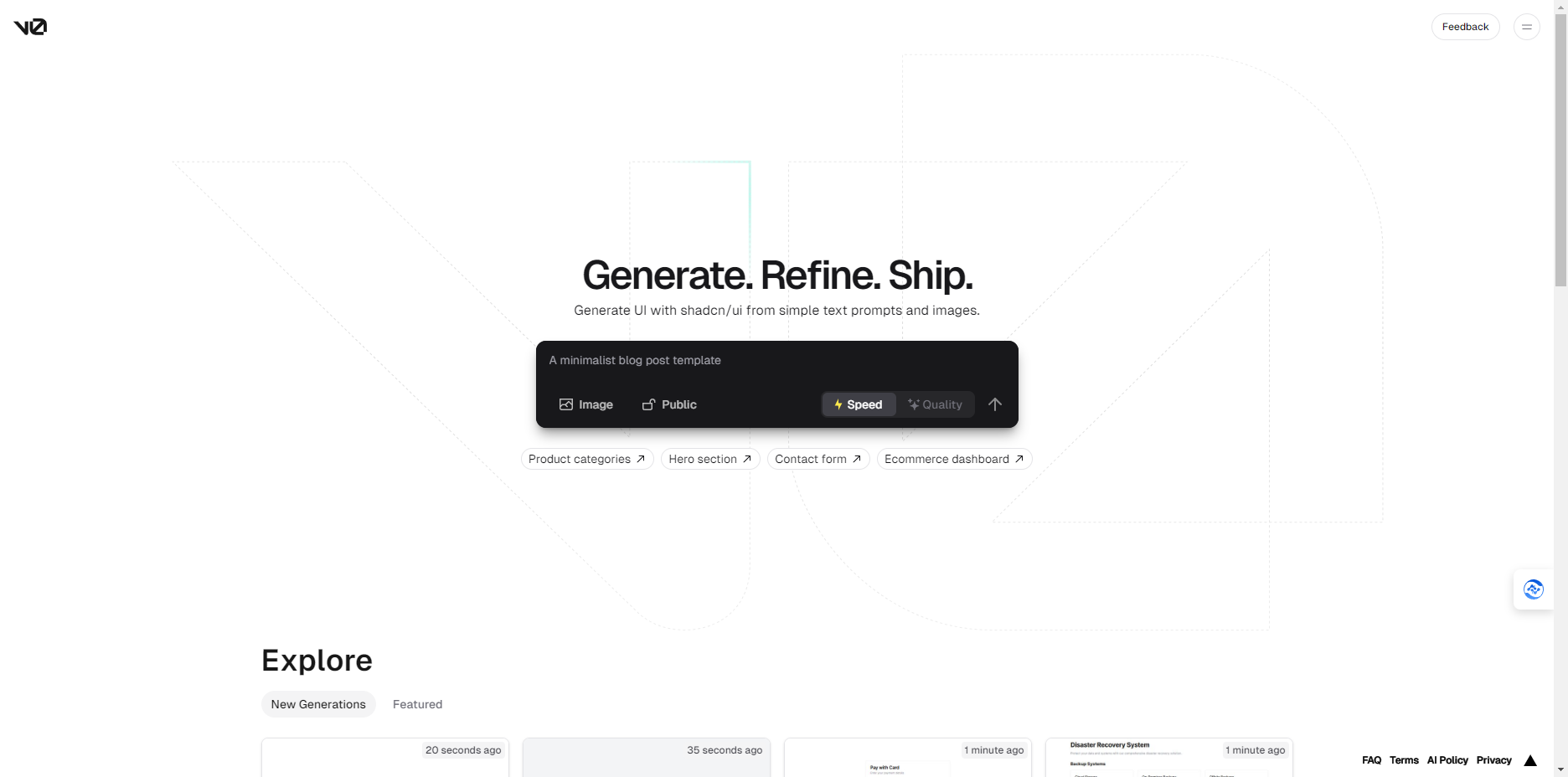 v0.dev – 用户界面设计在线AI生成工具插图