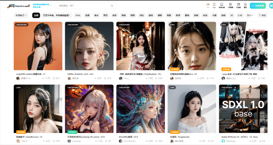 吐司TusiArt – 一个可以在线运行SD生图的AI模型分享平台插图8