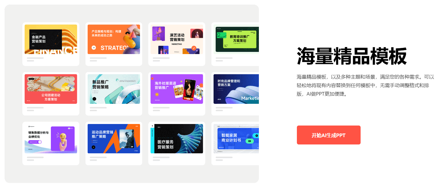 丰富多样的模板库 博思AIPPT