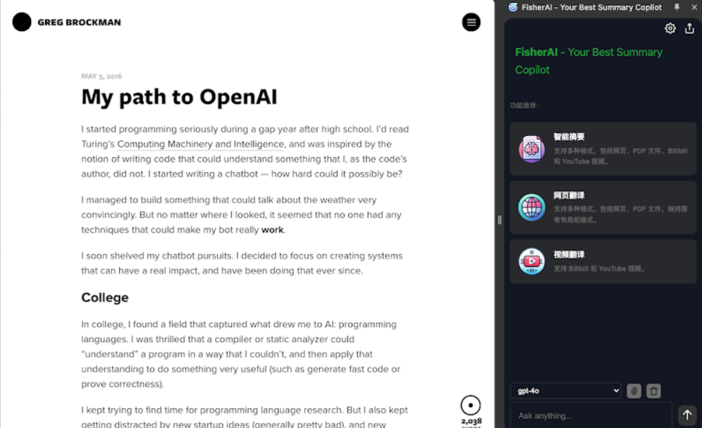 FisherAl-多种语言网页及视频翻译与自动摘要Chrome插件插图2