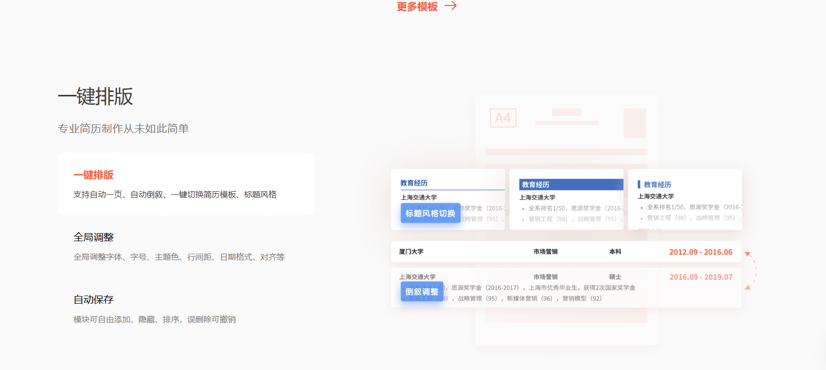 职徒简历52cv – 免费简历模板下载|中英文简历模板|智能求职简历工具插图2
