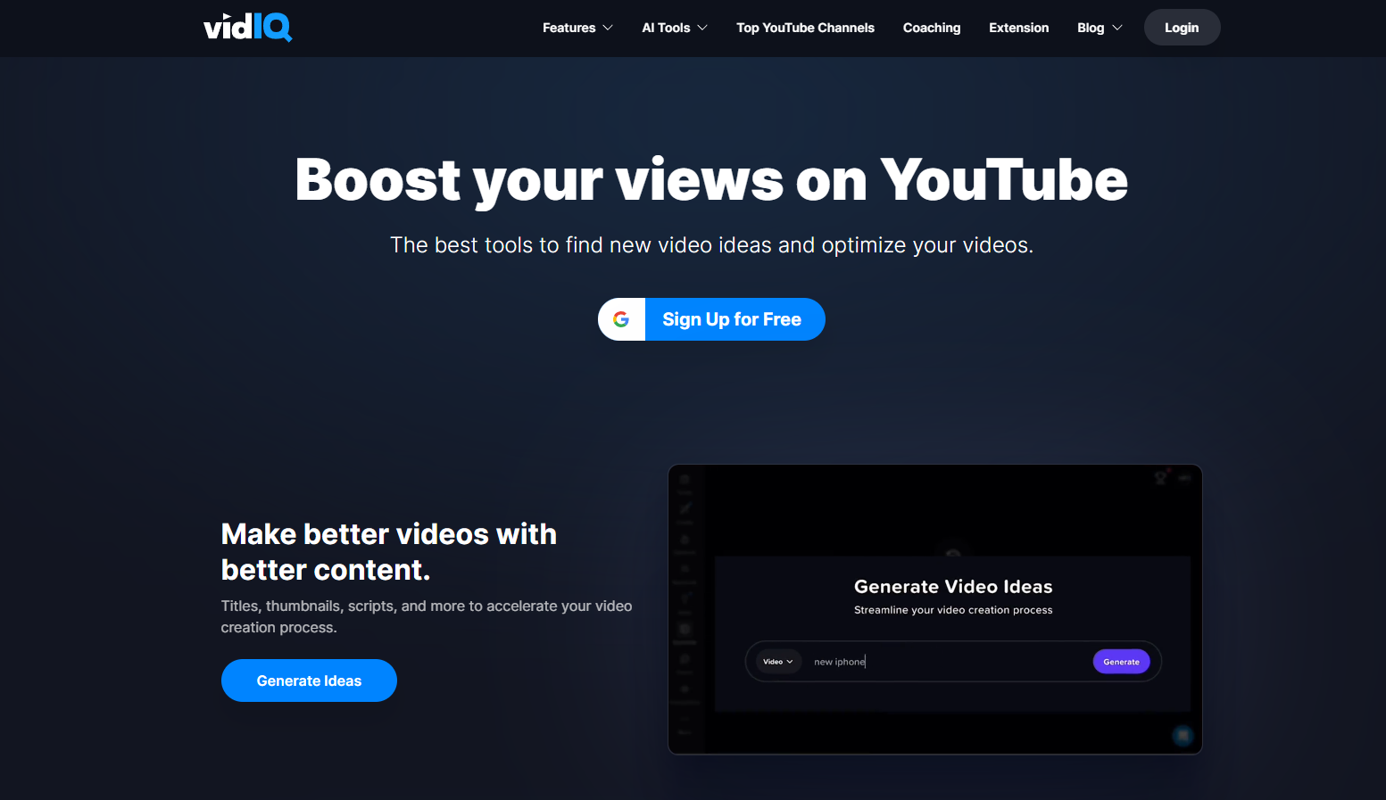 VidIQ:专为YouTube创作者设计AI视频营销工具 vidiQ