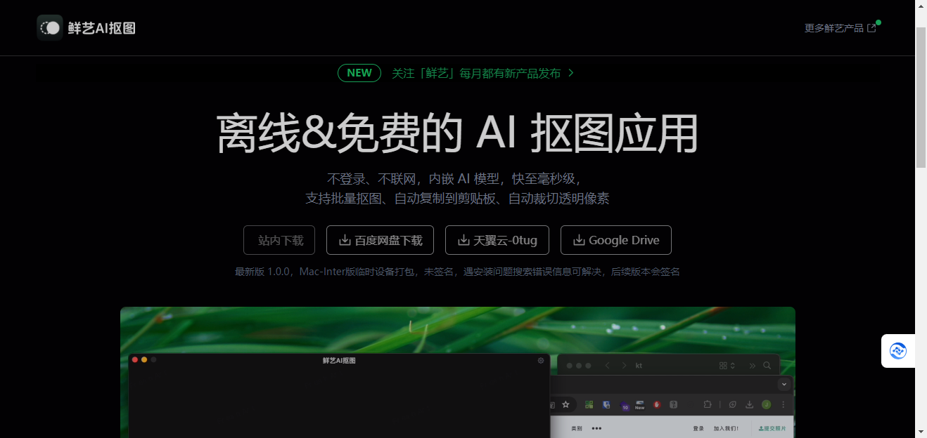 鲜艺AI抠图 - 离线免费的AI抠图工具,快至毫秒级 鲜艺AI抠图