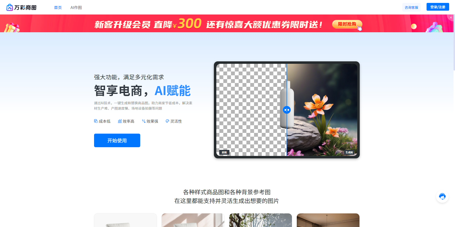 万彩商图:多场景商品图生成与替换的AI在线作图平台 万彩商图