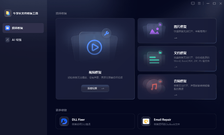 牛学长文件修复工具 – 快速批量修复损坏的视频、图片、音频和文档文件插图2
