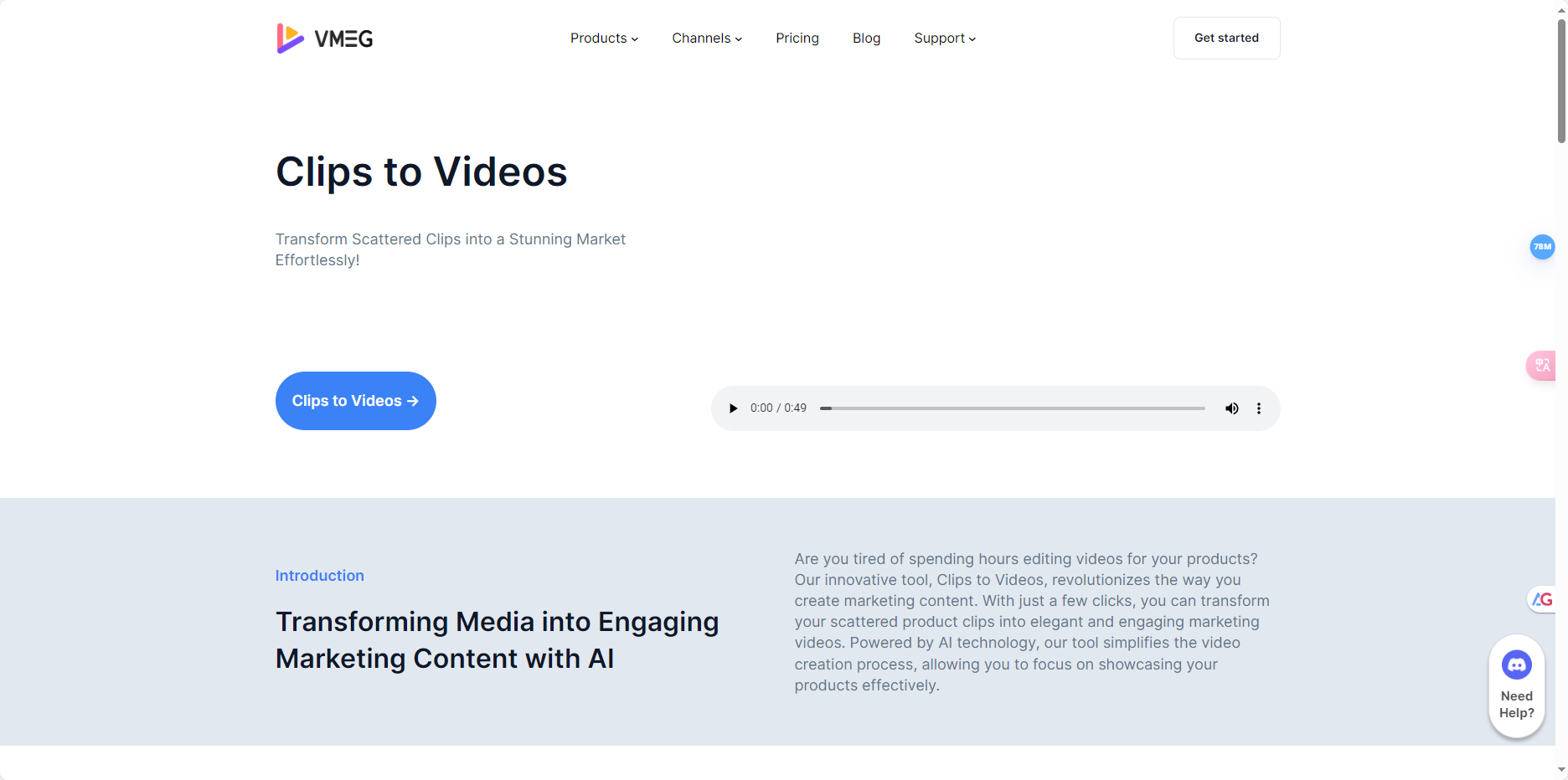 VMEG – Clips to Videos – 利用AI将剪辑转化为令人着迷的营销视频插图