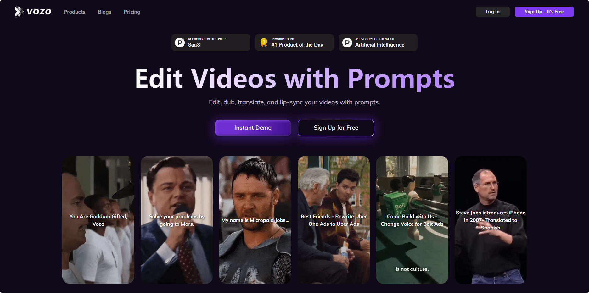 Vozo AI – 创新的 AI 视频创作和编辑平台、重写剧本、重新配音插图