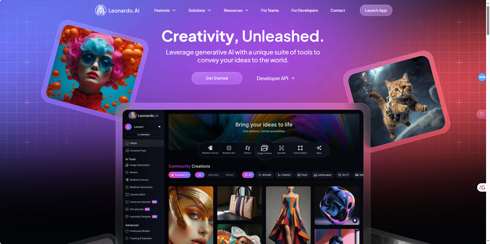 Leonardo.ai  – AI 图像生成工具、创作艺术、图像和视频插图