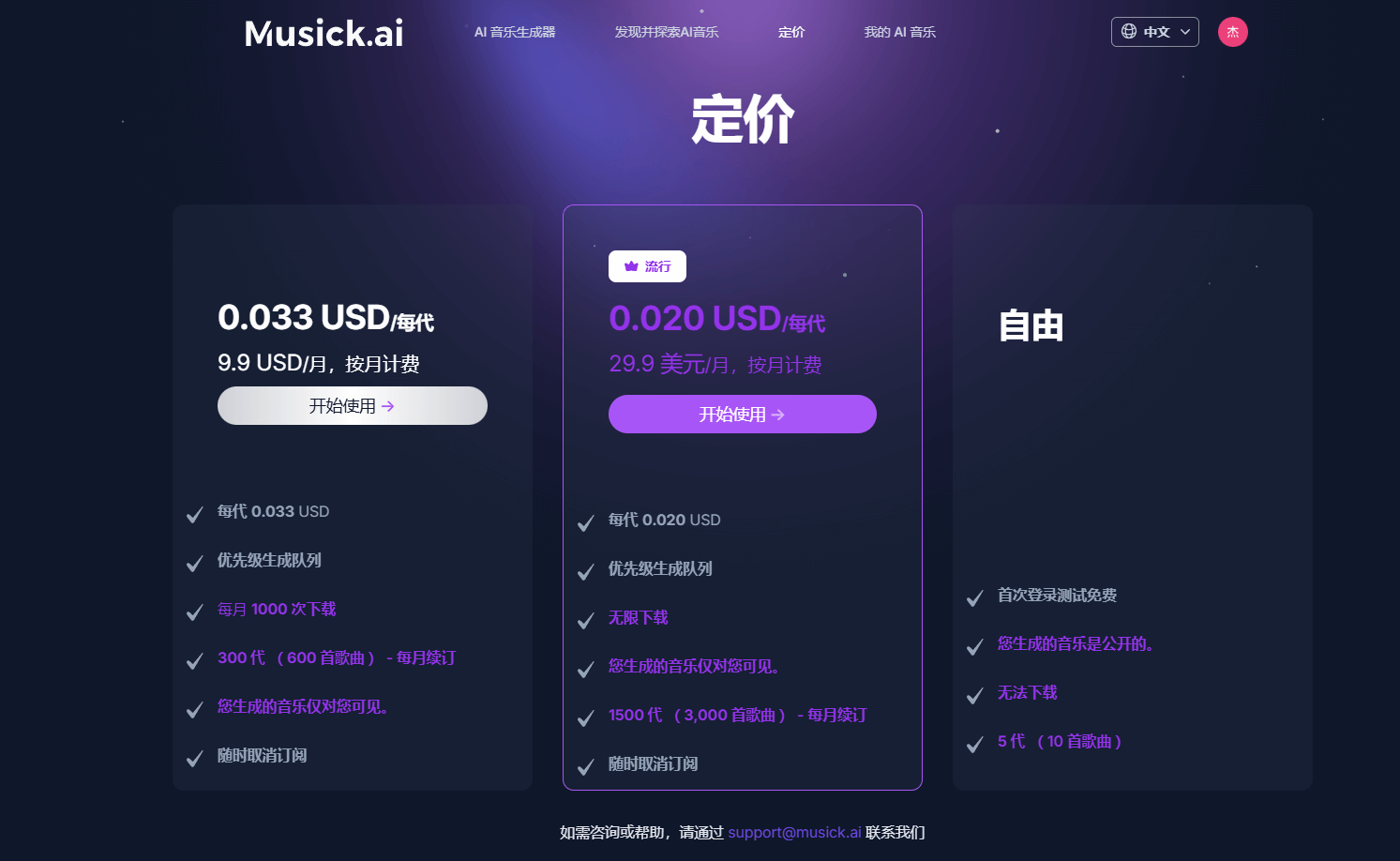 Musick AI的产品价格 Musick Ai
