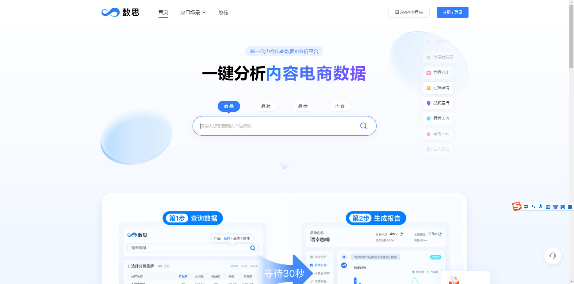 数思- 新一代内容电商数据AI分析平台 数思
