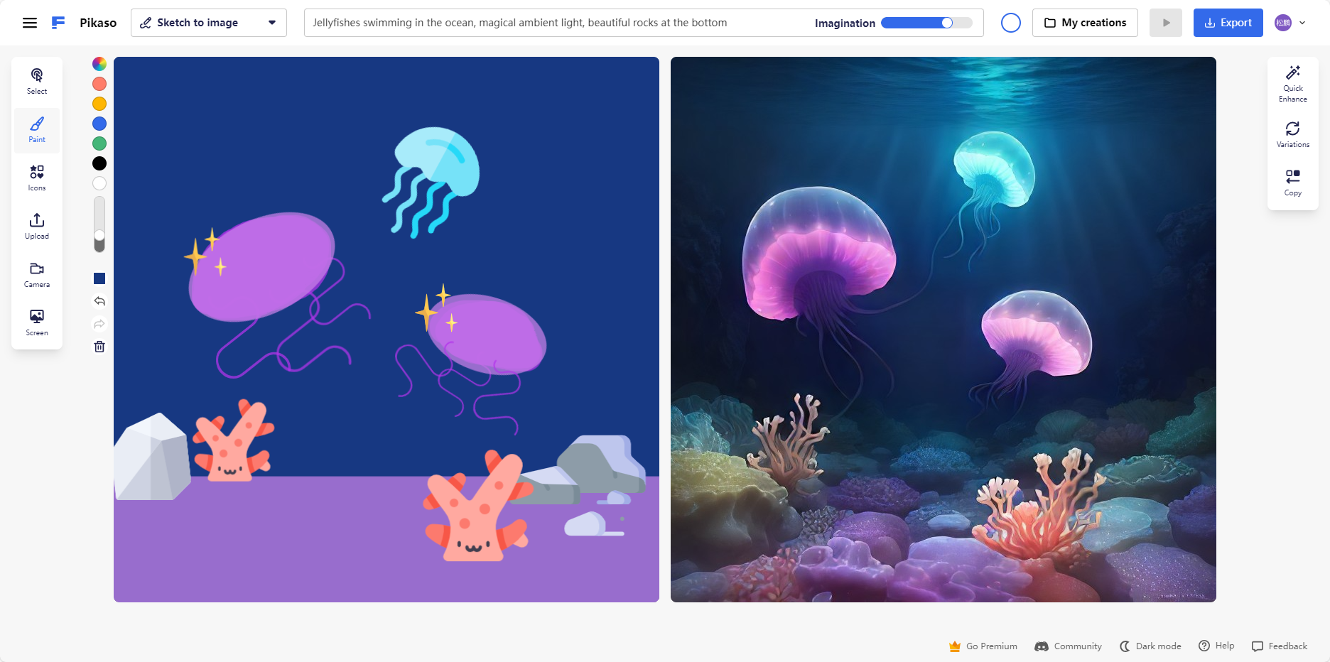 Pikaso – Freepik 开发的一款 AI 在线实时涂鸦出图工具插图