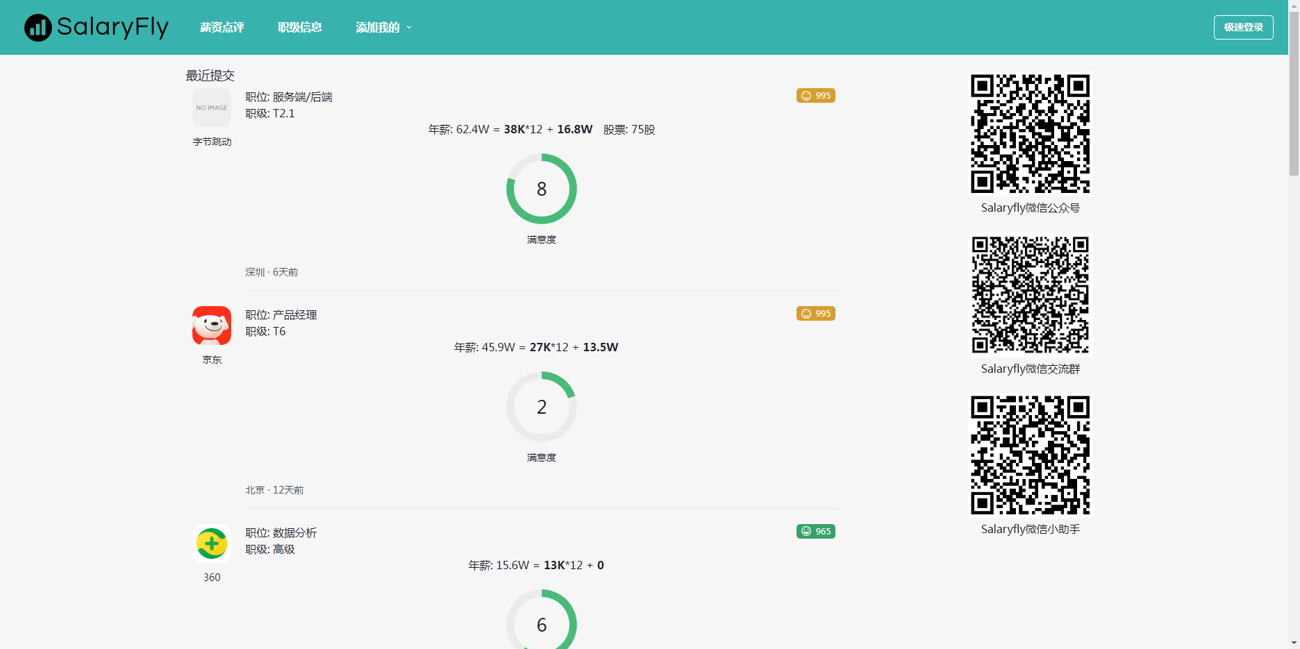SalaryFly - 国内领先的互联网公司职级薪资福利对比平台 SalaryFly