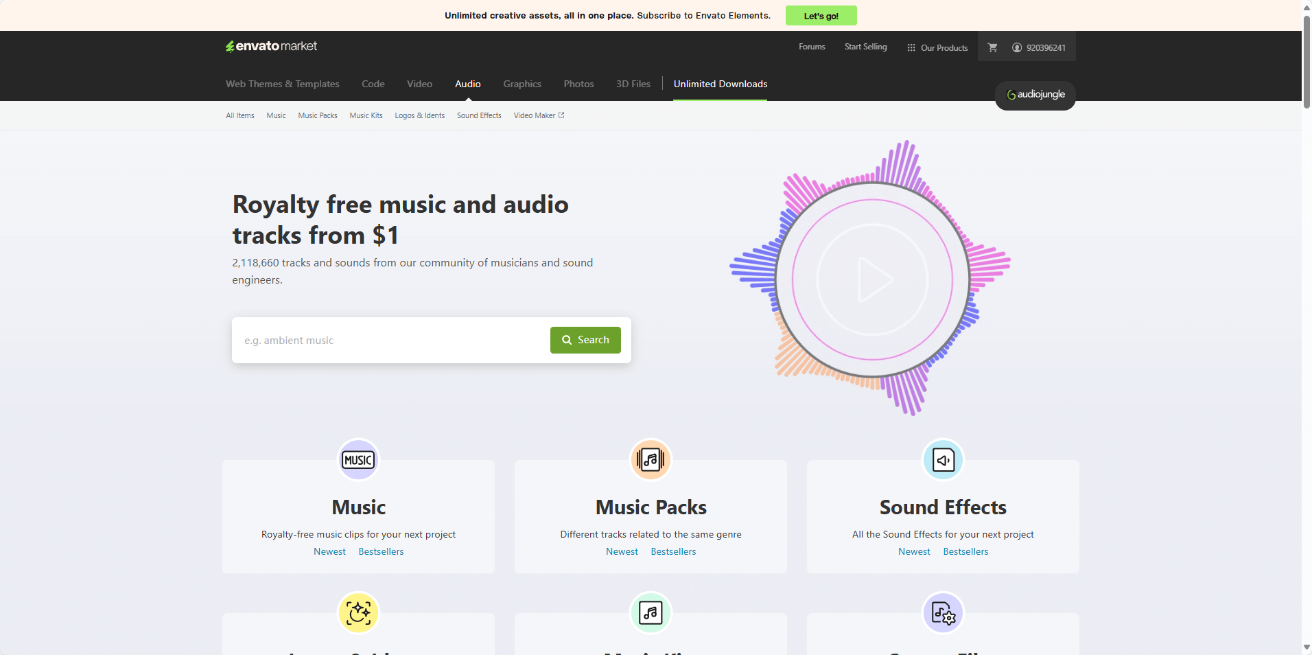 AudioJungle - 免版税音乐和音效的市场平台 AudioJungle