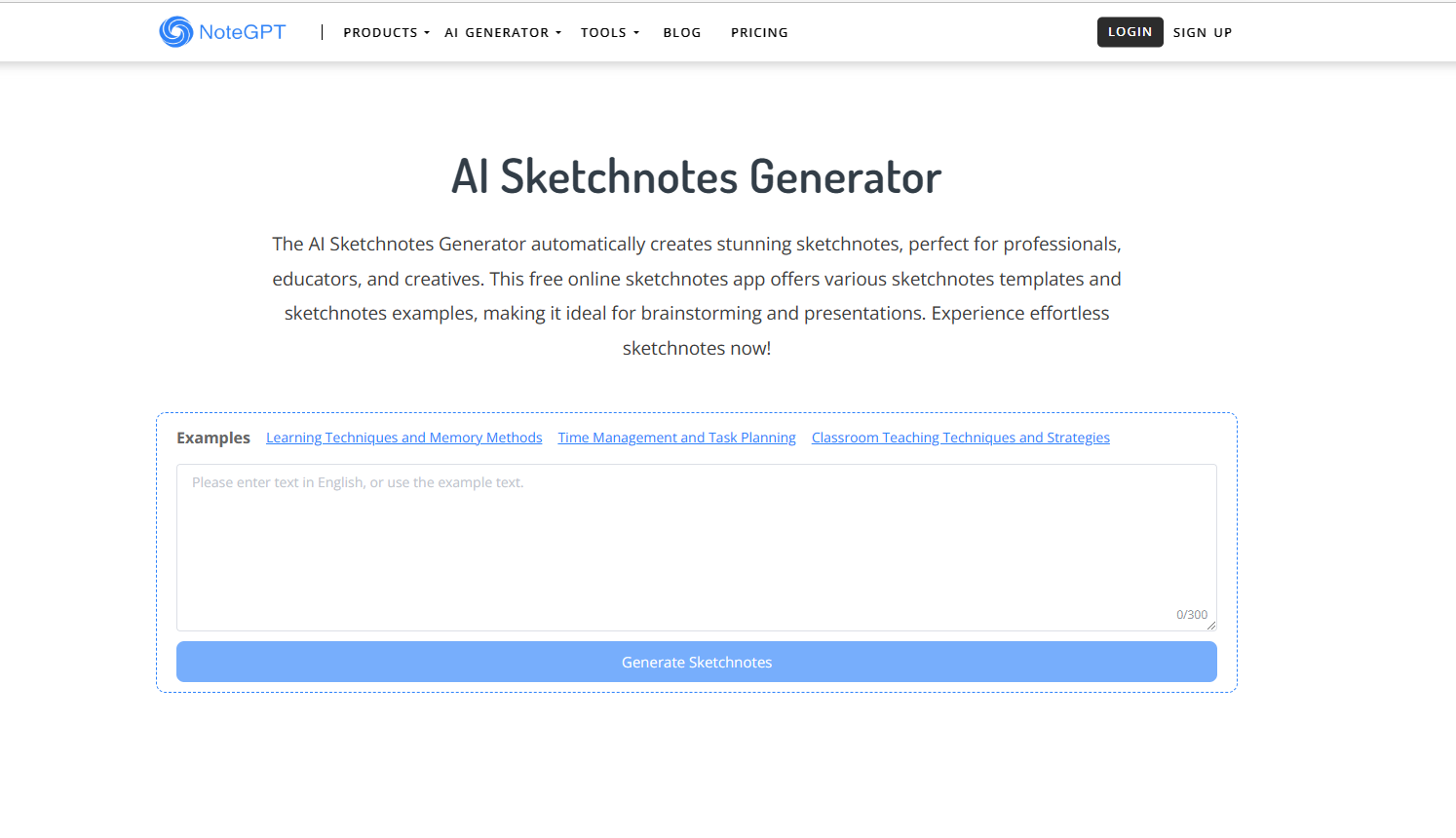 AI Sketchnotes Generator - 免费在线手绘笔记模板工具 AI Sketchnotes Generator