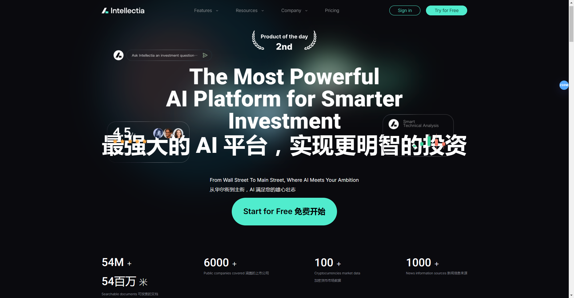 Intellectia.AI:一站式AI投资平台,获取精准股票和加密货币分析 Intellectia.AI