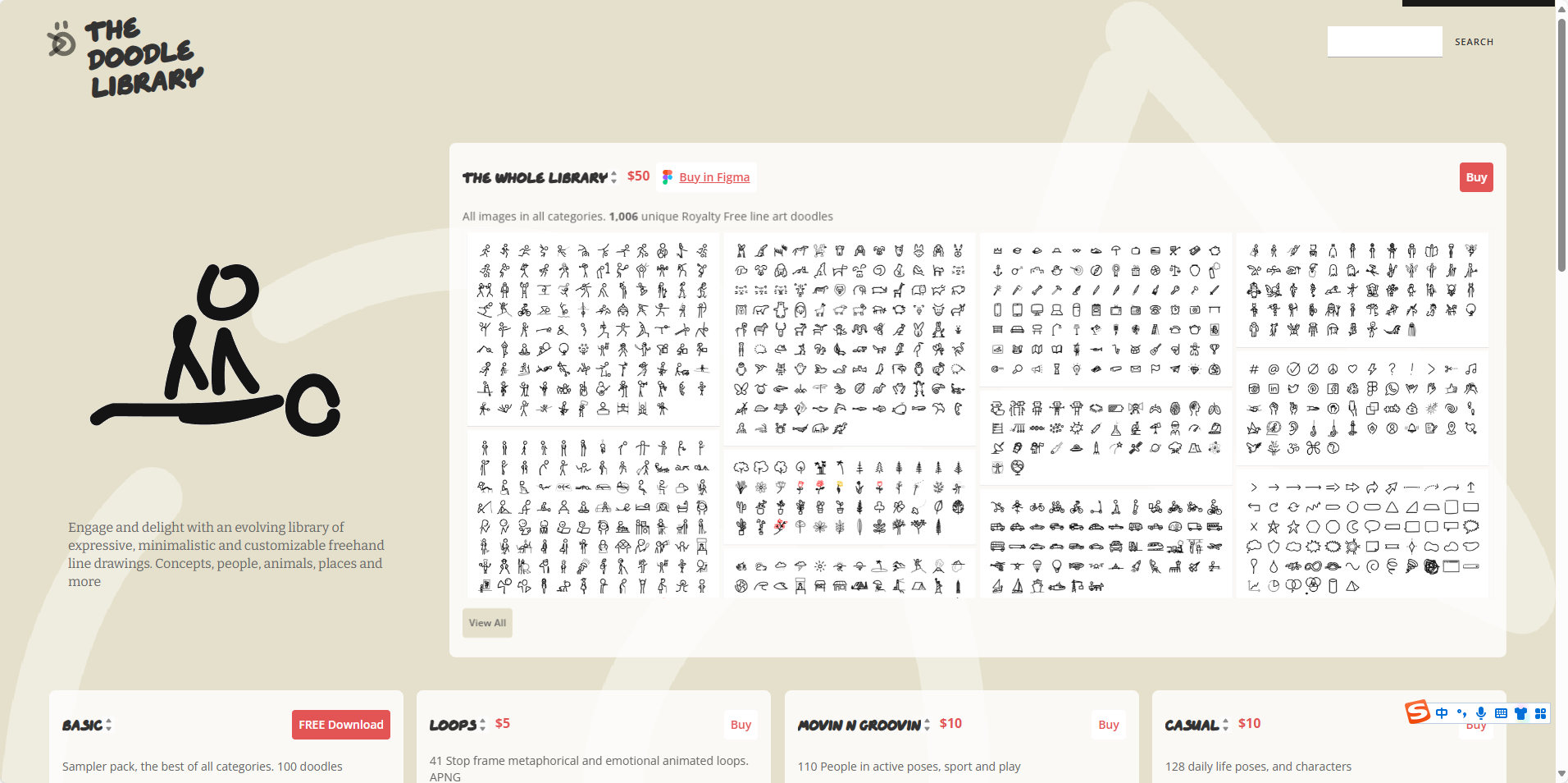 The Doodle Library - 丰富、可定制的手绘线描素材的在线图库 The Doodle Library