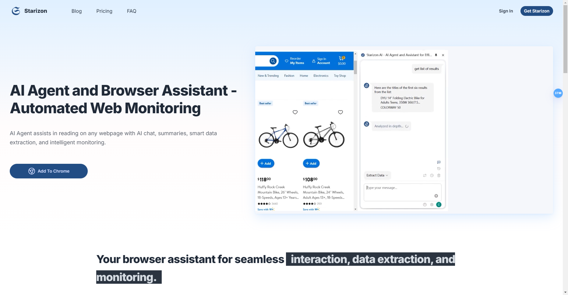 Starizon AI:AI代理和浏览器助手 - 自动Web监控 Starizon AI