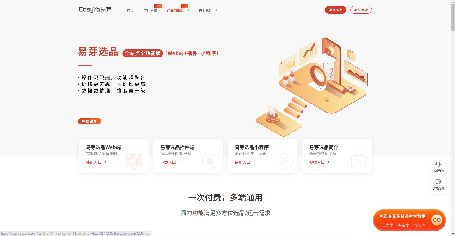 EasyYa易芽选品-跨境电商亚马逊选品_市场流量分析运营辅助工具 EasyYa易芽选品