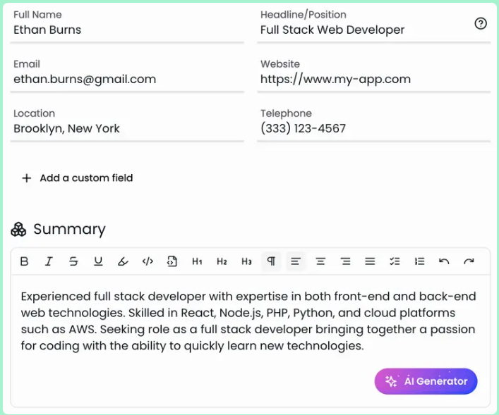 TalenCat CV Maker
