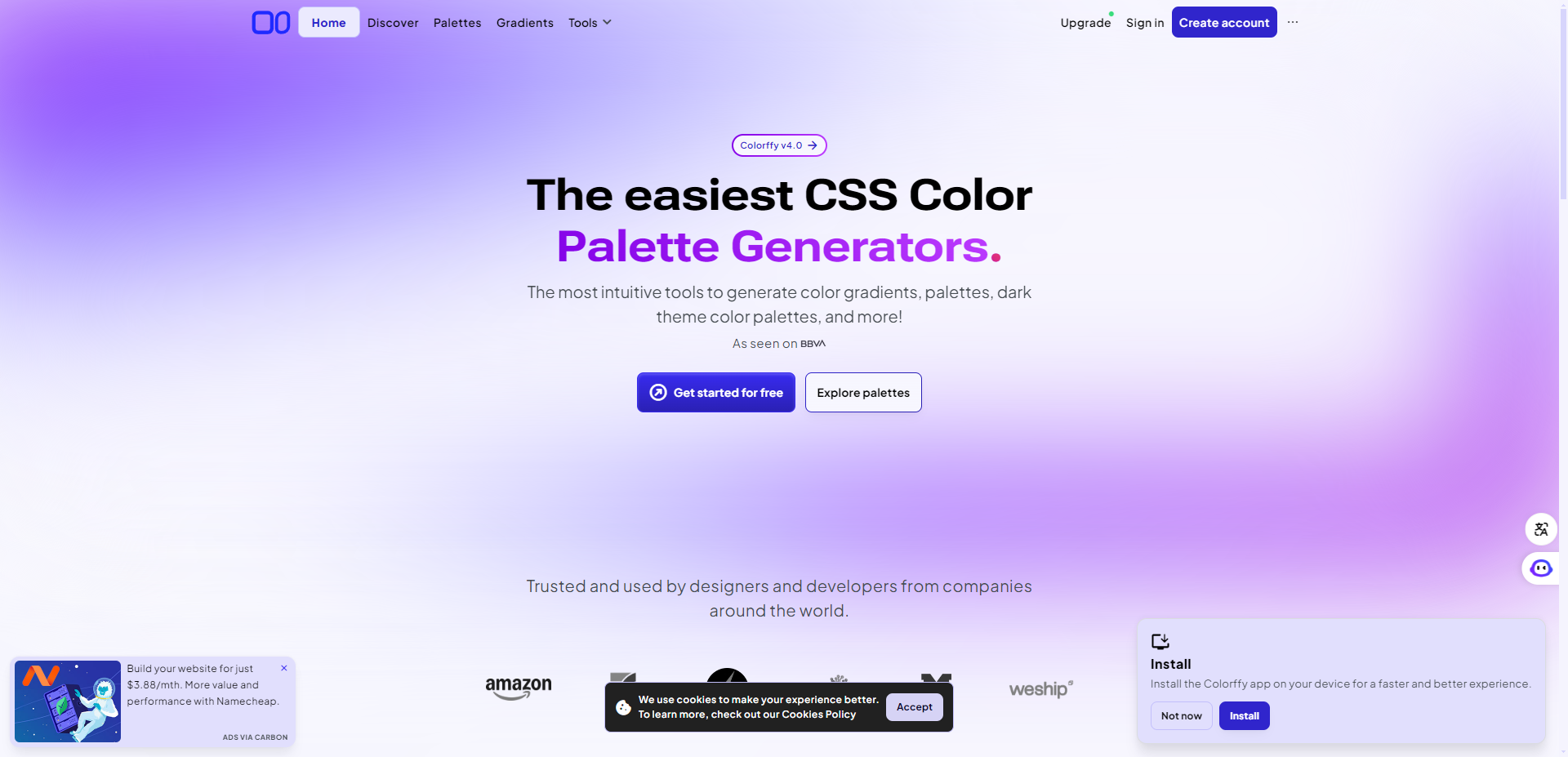 Colorffy:在线CSS颜色梯度生成器和色彩方案工具 Colorffy