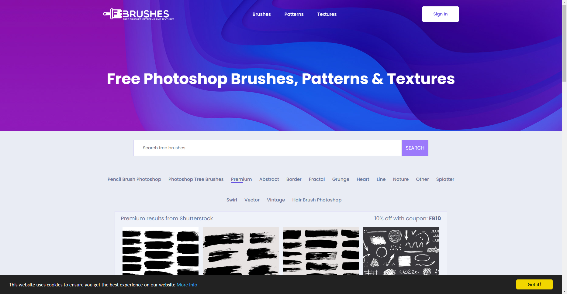 FBrushes:超过4,000种免费PS笔刷、图案和纹理下载网站 Fbrushes