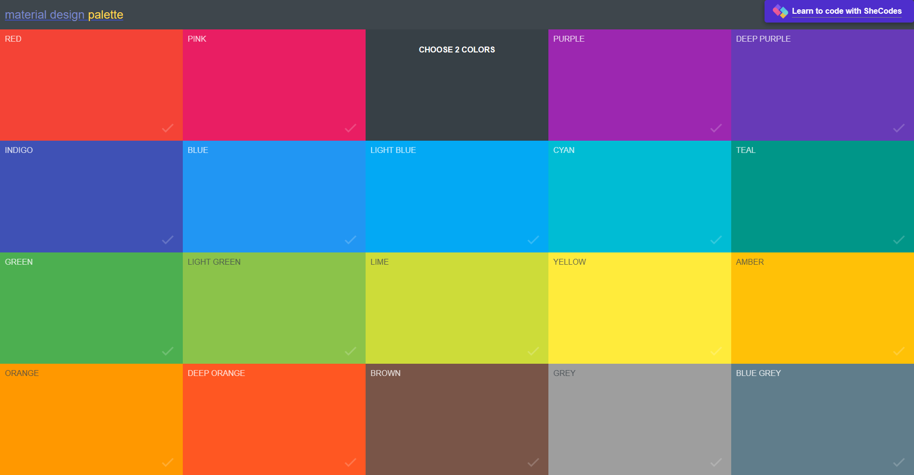 Material Palette:在线Material Design配色方案生成工具 Material Palette