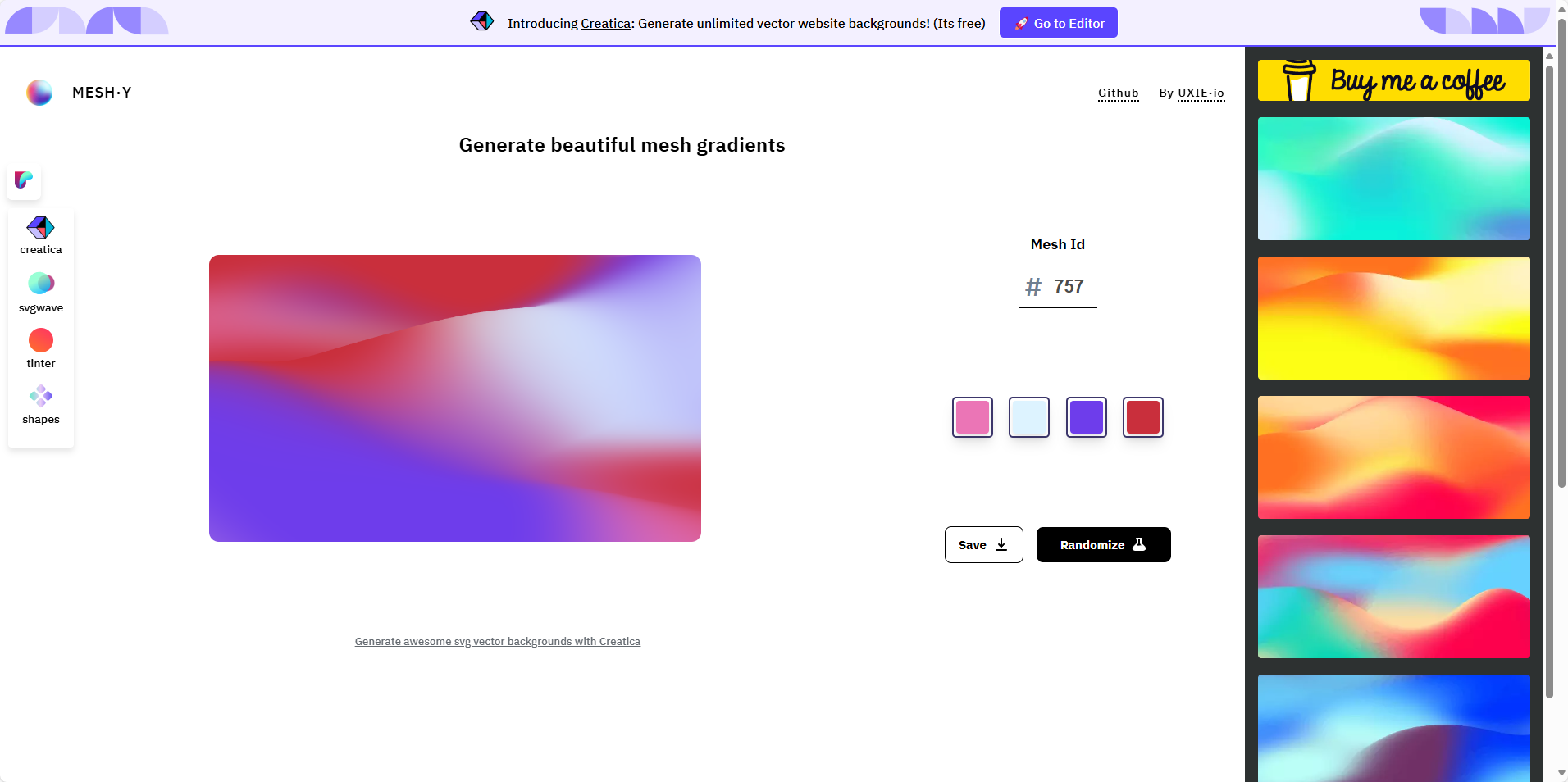 MeshGradient:在线美丽的网格渐变背景生成工具 MeshGradient