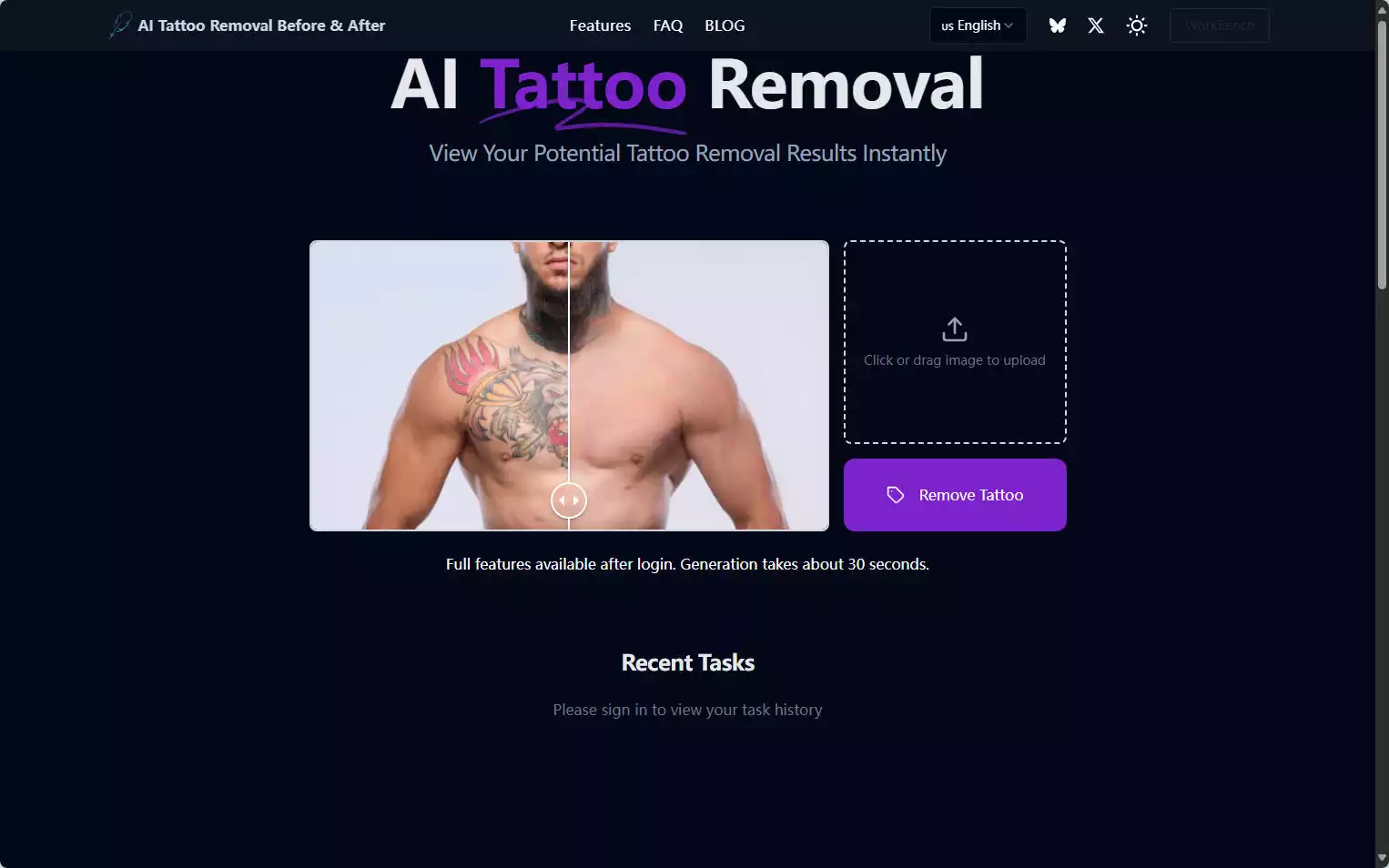 AI Tattoo Removal Before & After：AI纹身去除模拟工具，30秒生成真实纹身去除前后对比图插图