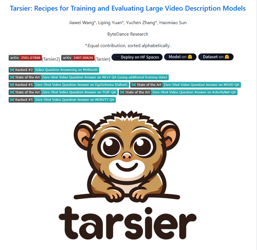 Tarsier:字节跳动推出的大规模视频语言模型家族 Tarsier