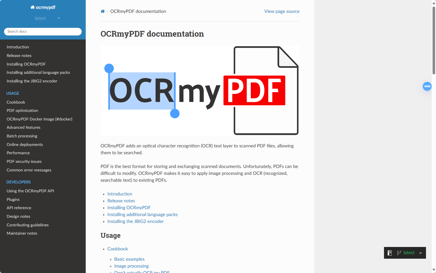 OCRmyPDF官网界面截图概述 OCRmyPDF