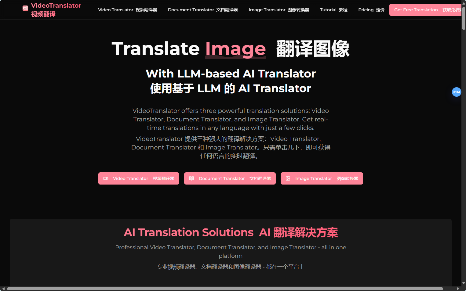 VideoTranslator官网界面截图 VideoTranslator