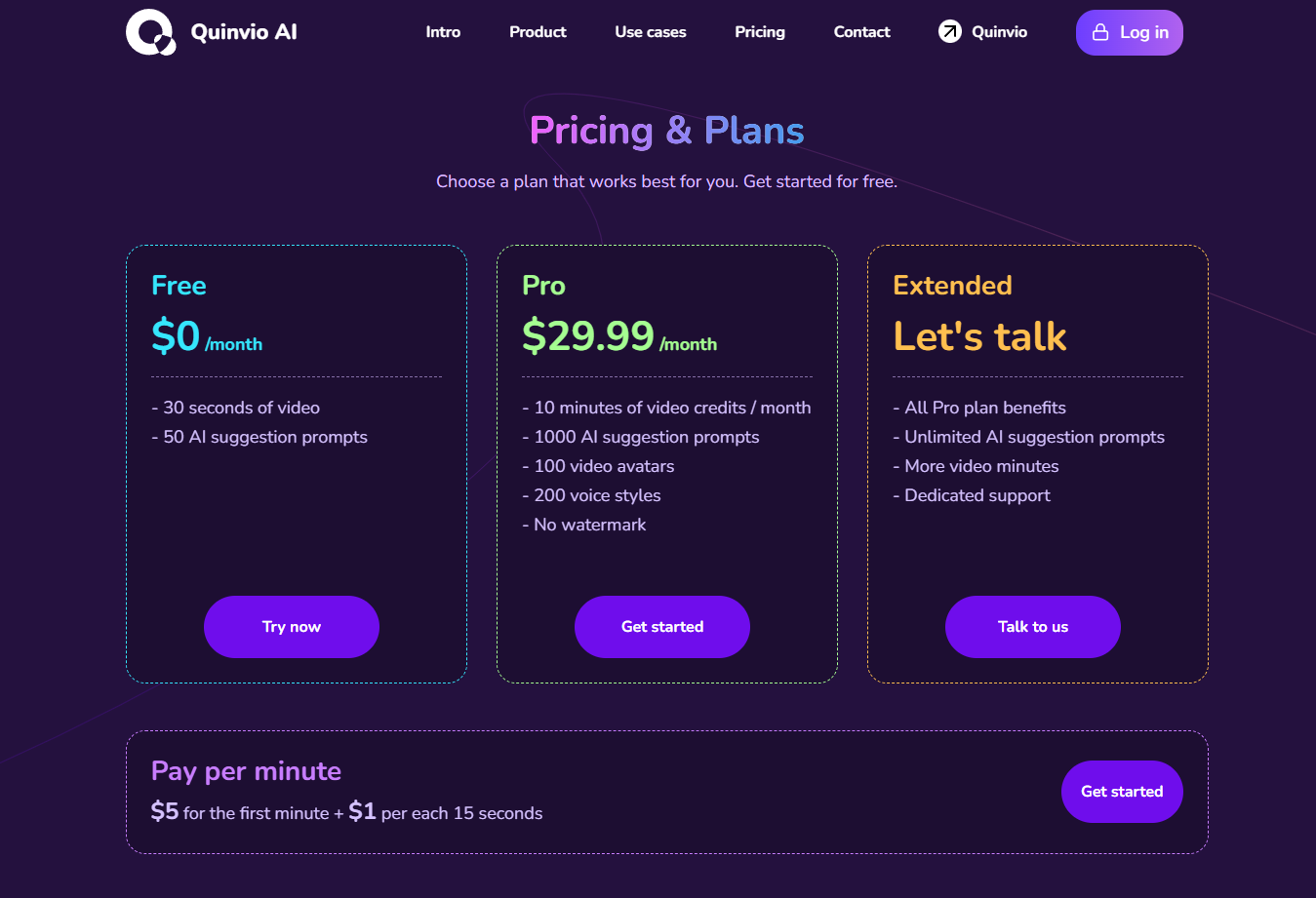 Quinvio AI产品价格截图 Quinvio AI
