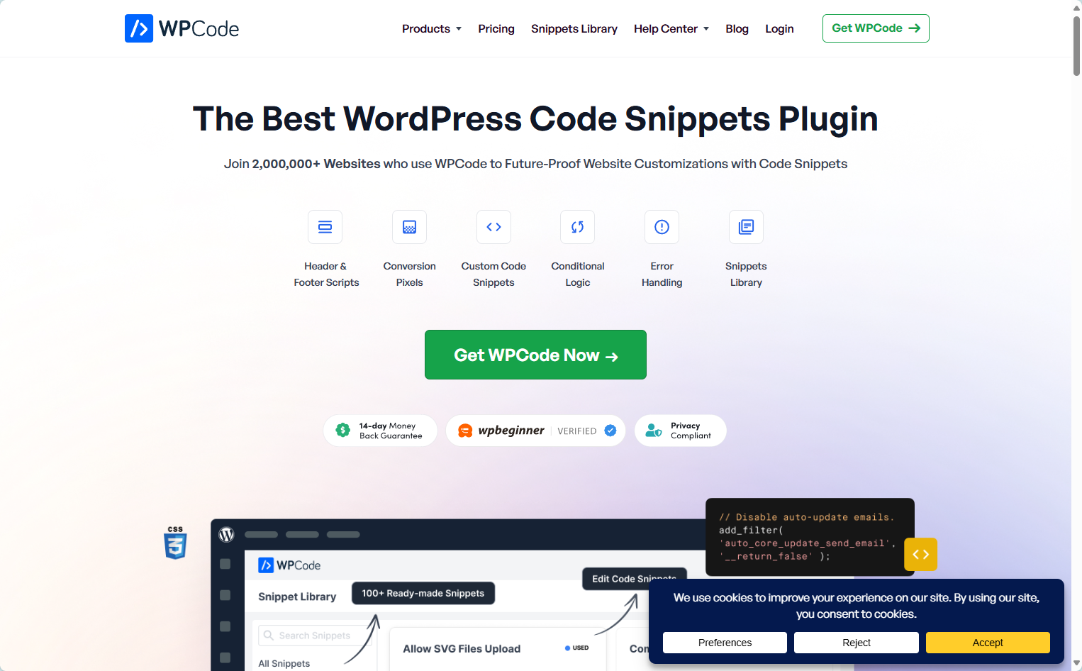 WPCode官网首页 WPCode