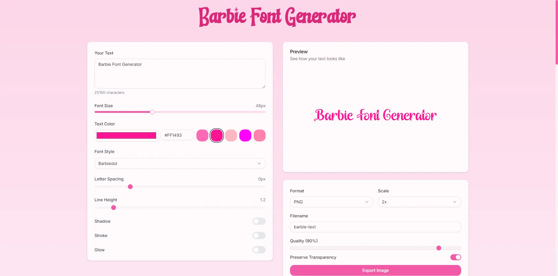 Barbie Font 字体生成器