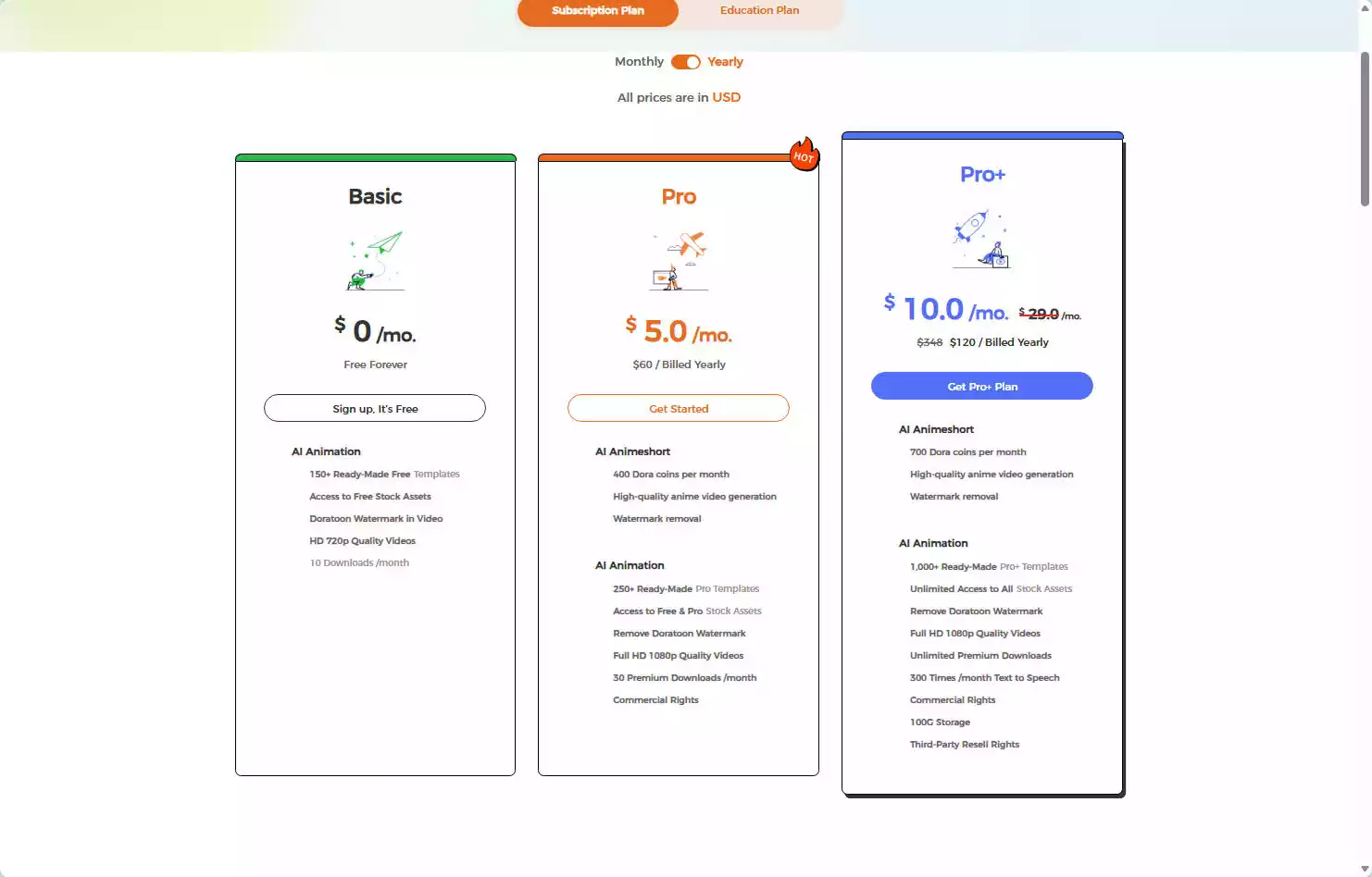 Doratoon产品价格方案 Doratoon